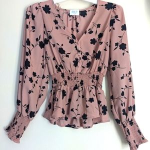 Blush pink blouse with balloon sleeves